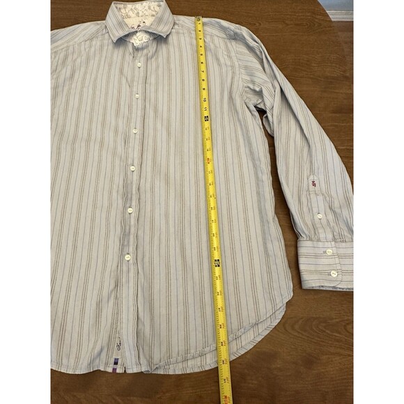 Robert Graham Shirt Men’s XL Striped Embroidered Signature Flip Cuff Long Flaws - Picture 12 of 16